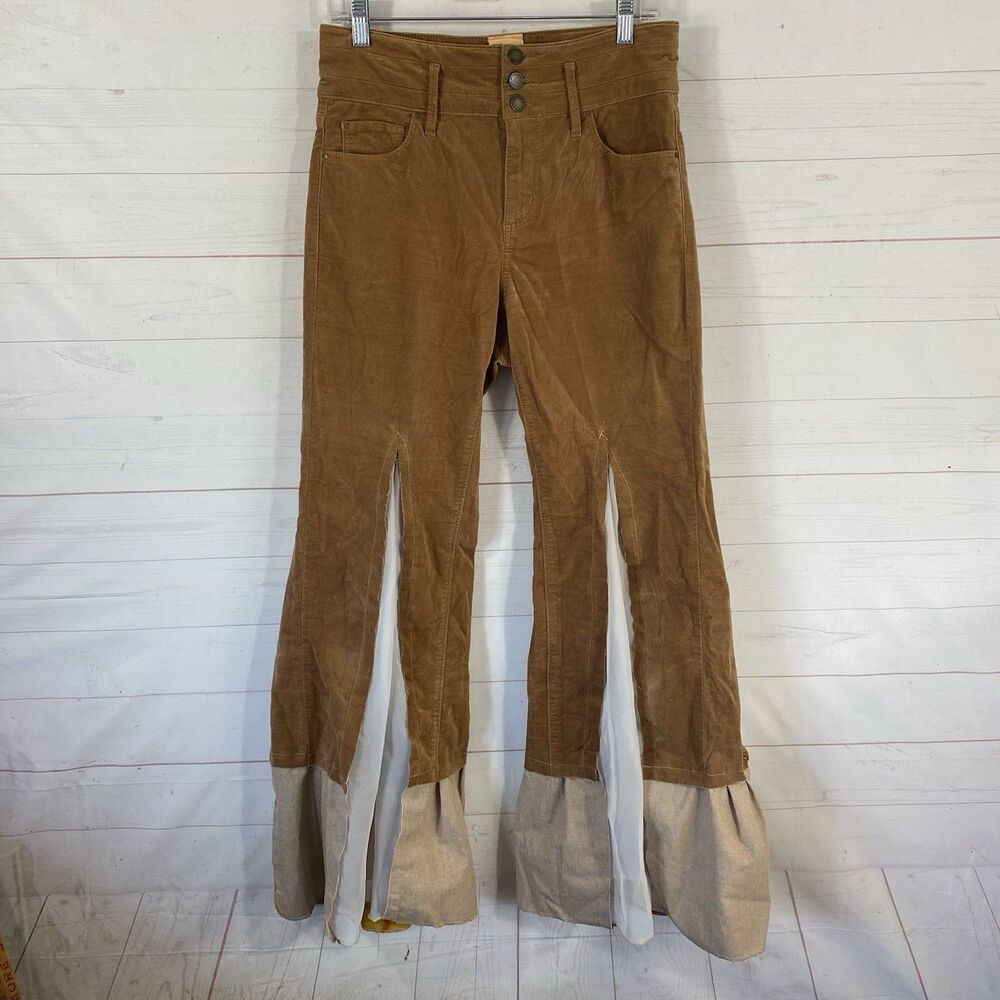 The Morgan Factory Womens Bell Bottom Pants Sz 8 Brown Repurposed Clothing